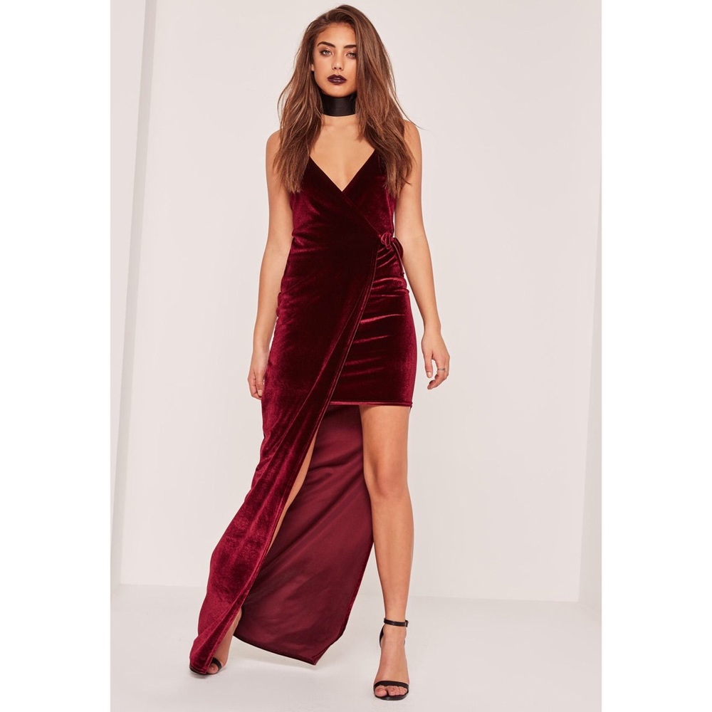 Missguided Burgundy Velvet Dress